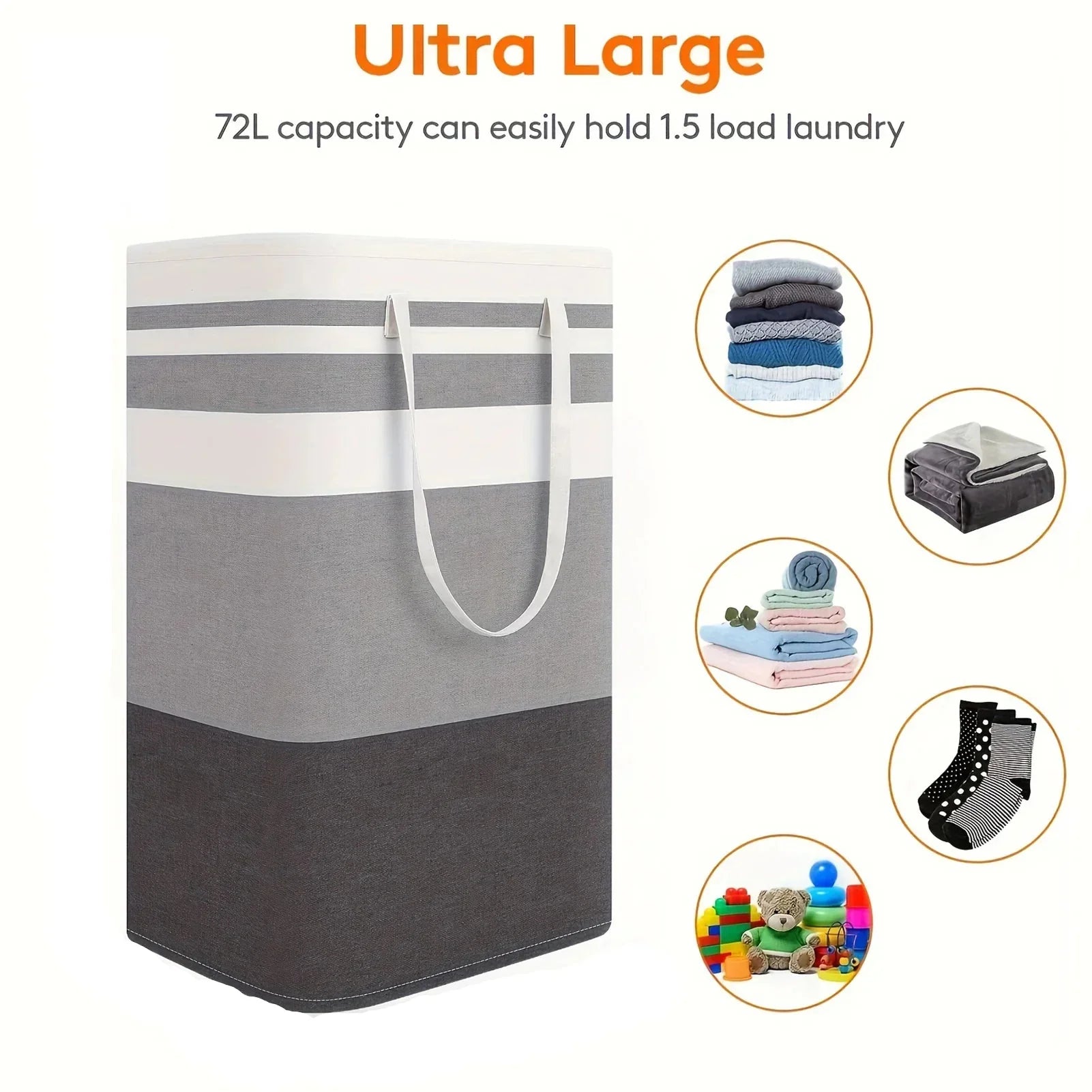 Collapsible 75L Laundry Basket with Handles – Large Storage Solution