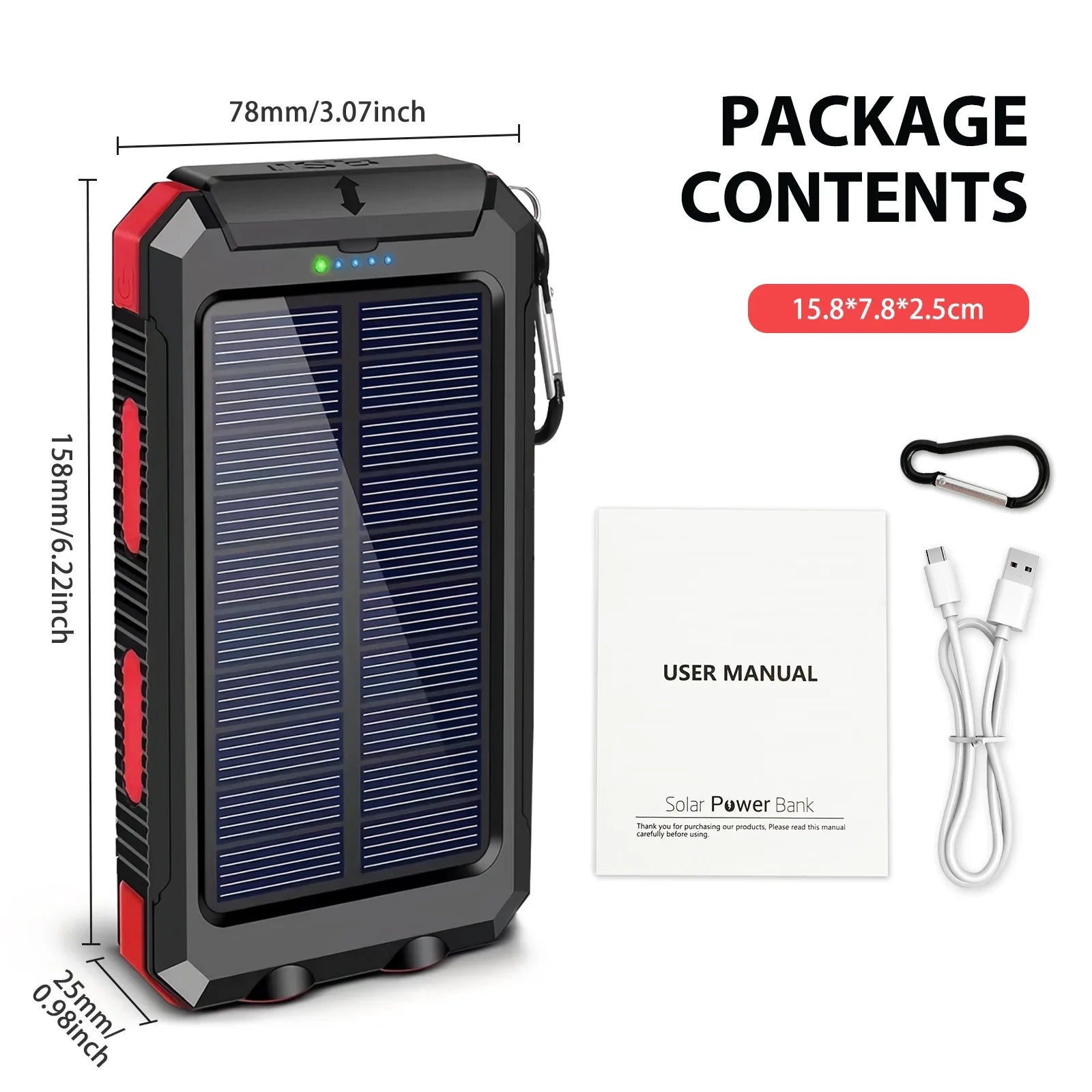 SolarMax 30000mAh Power Bank – Rapid Charging Portable Charger with Dual USB Ports, LED Display & Torchlight for Devices