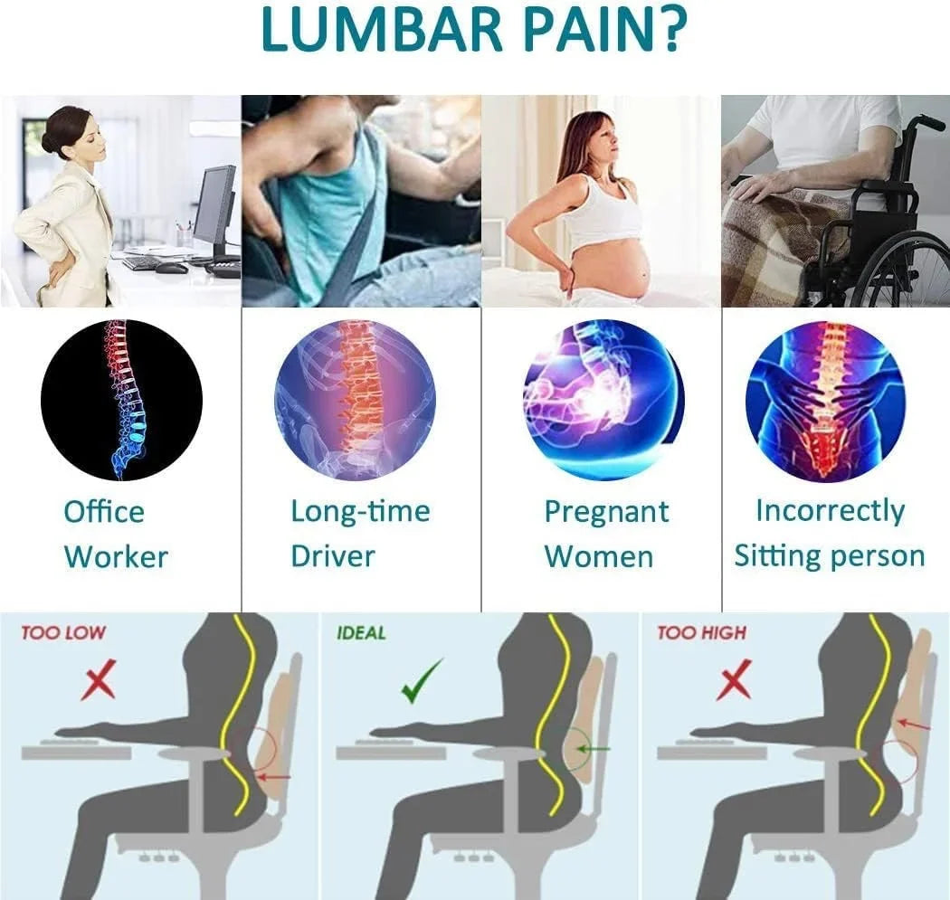 ComfyDrive Lumbar Support Cushion – Ultimate Comfort for Cars & Office
