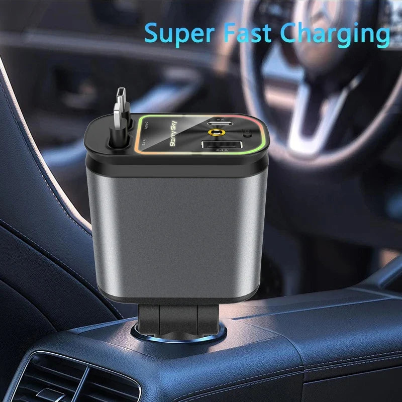 PowerPro 120W Multi-Device Car Charger with Dual Cables