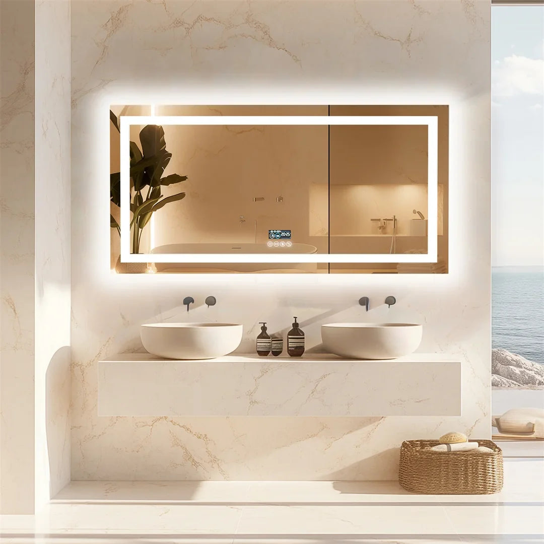 SmartGlow Bluetooth LED Bathroom Mirror 100x60cm – Anti-Fog Lighted Design