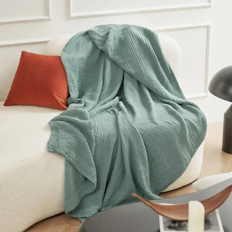 SereneWeave – Lightweight Cotton Muslin Throw for Cozy Spaces