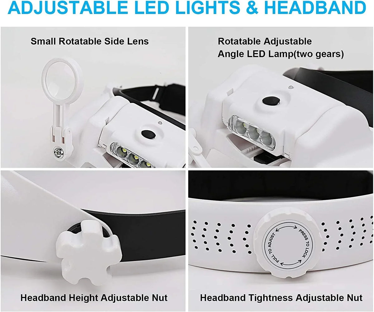 IllumiView Hands-Free LED Magnifier with Custom Brightness