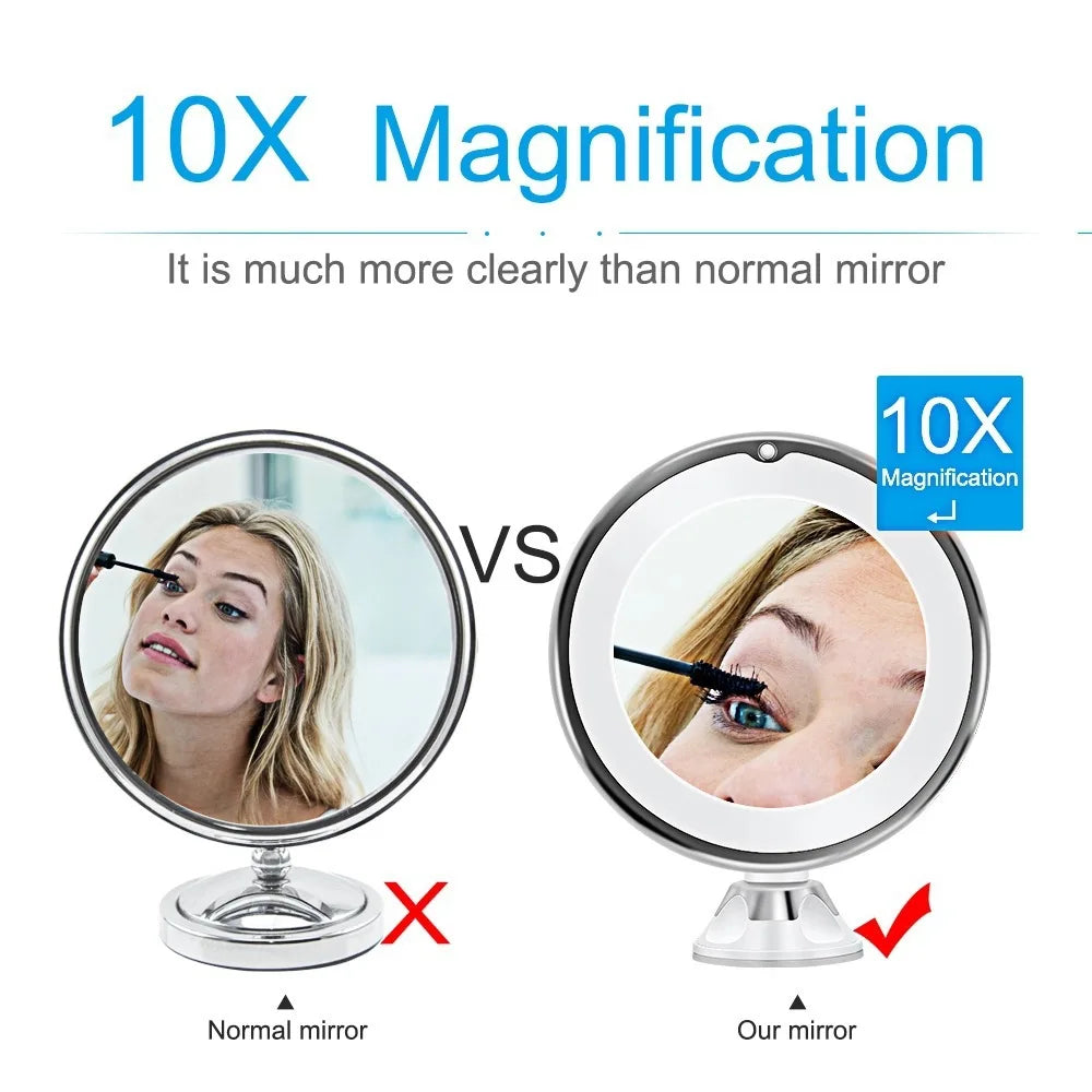 LuxeView 10X Illuminated Touchscreen Makeup Mirror – Rechargeable & Adjustable Brightness