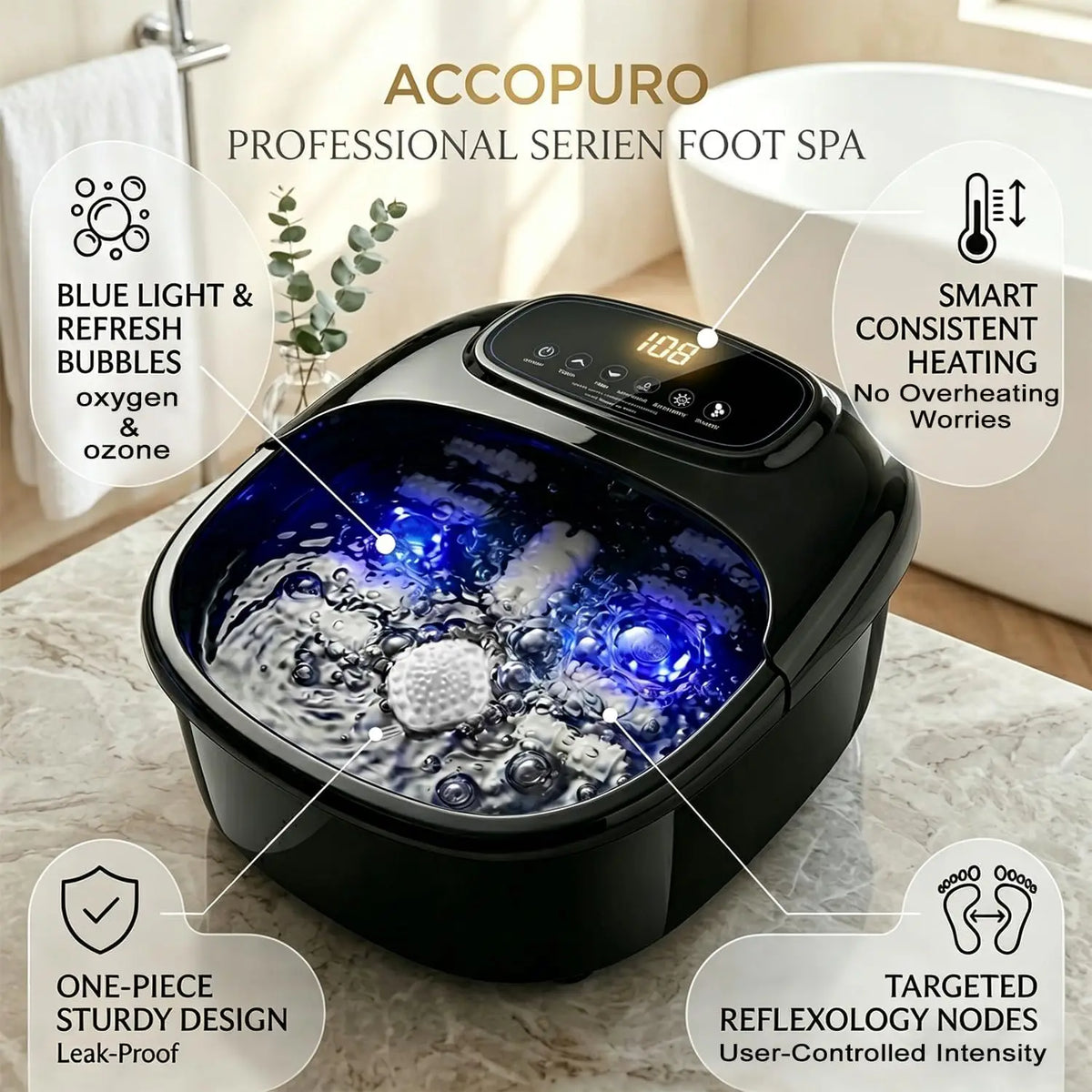 Soothing Bliss Electric Foot Spa with Heat & Ozone Control