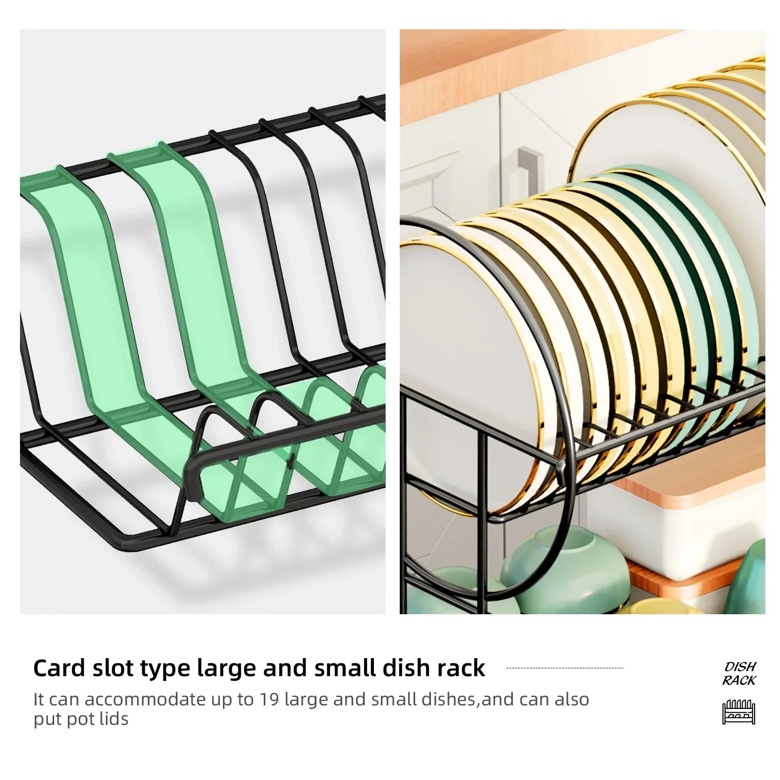 Dish Drying Rack with Drainboard, Cutlery Holder, 2-Tier Design
