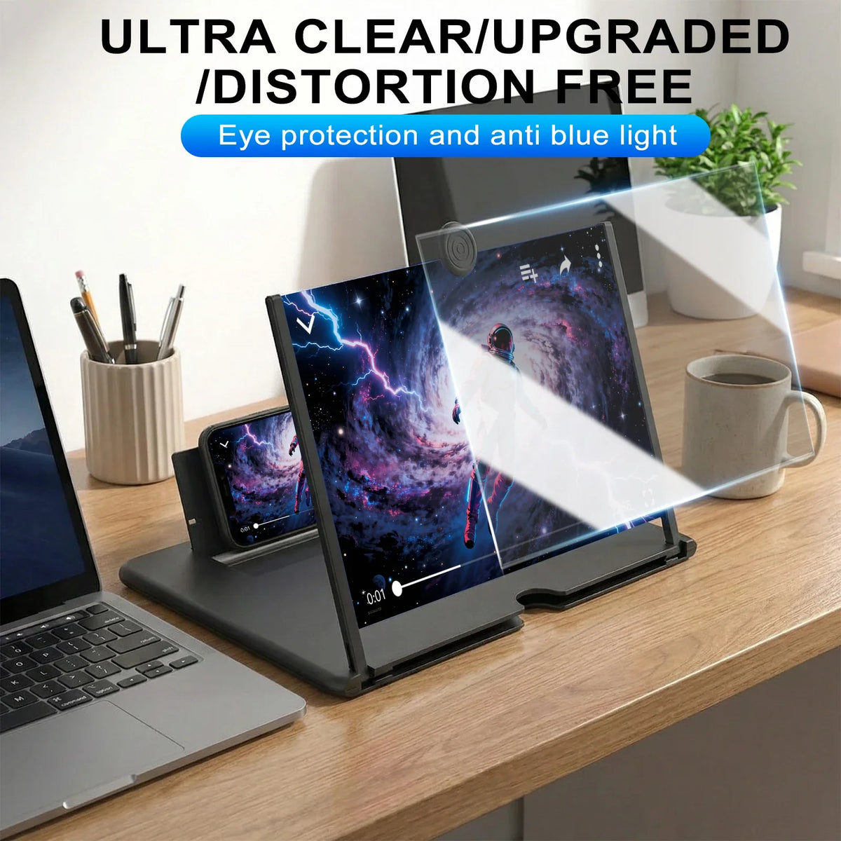 VisionMax 12-Inch Smartphone Screen Enhancer with Anti-Glare Feature