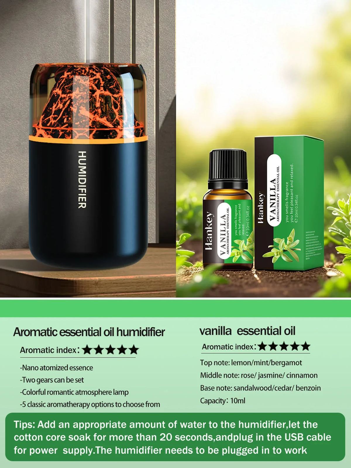 AromaWave Volcano Mist Diffuser & Humidifier with Light
