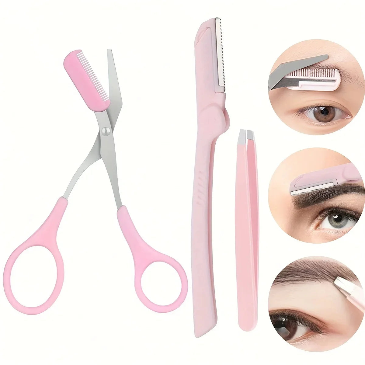 Trio of Precision Brow Tools – Stainless Steel Grooming Essentials