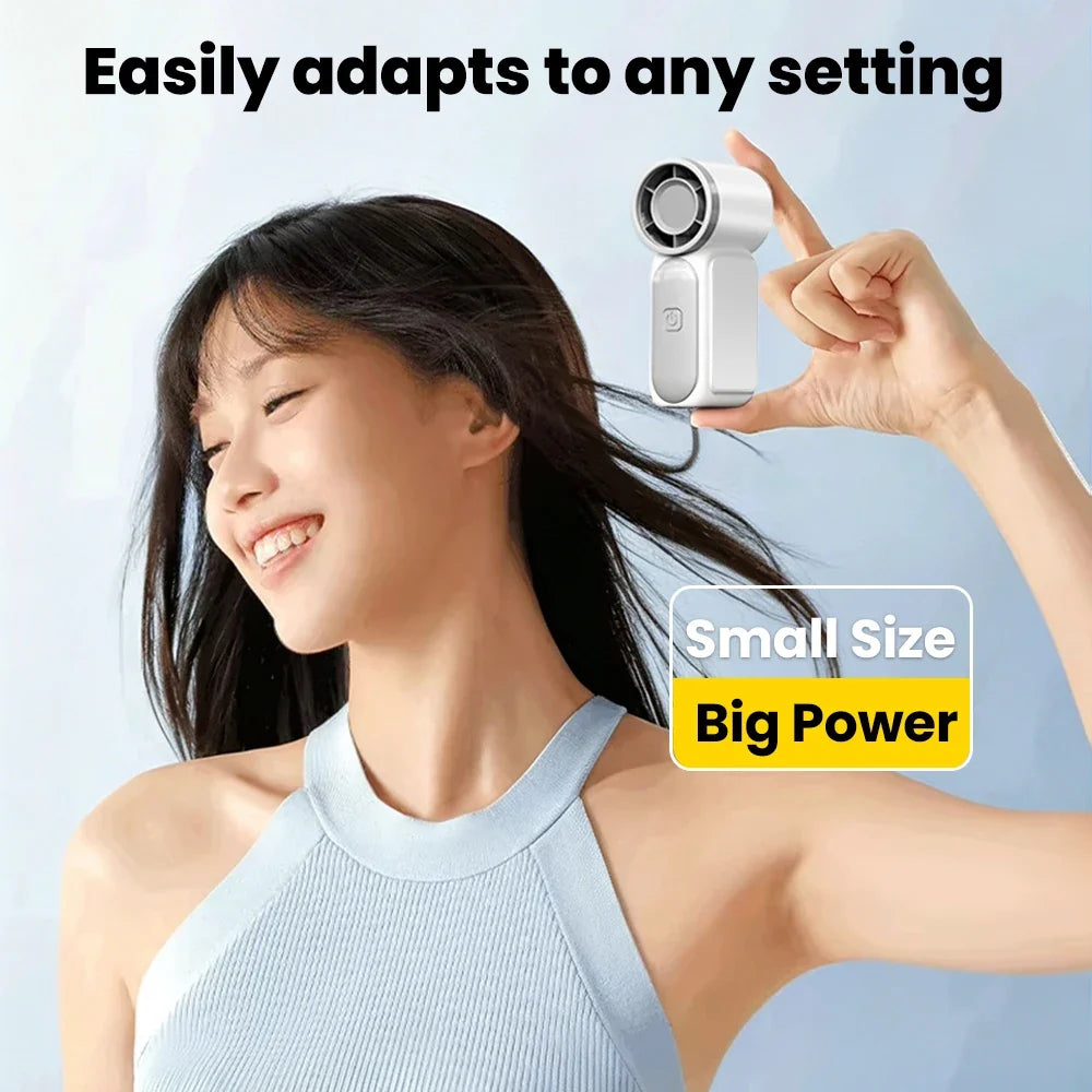 BreezeMate Compact Rechargeable Handheld Fan – 5-Speed Personal Cooling Solution for Travel and Home