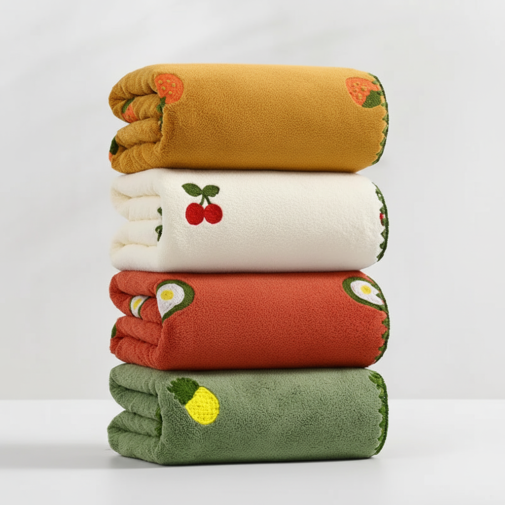 Fruit-Patterned Absorbent Bath Towels