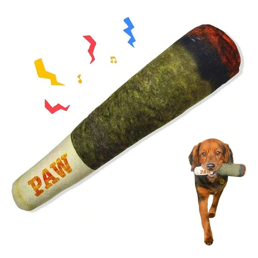 Plush Paws Squeaky Cigar Toy – Engaging Comfort for Dogs