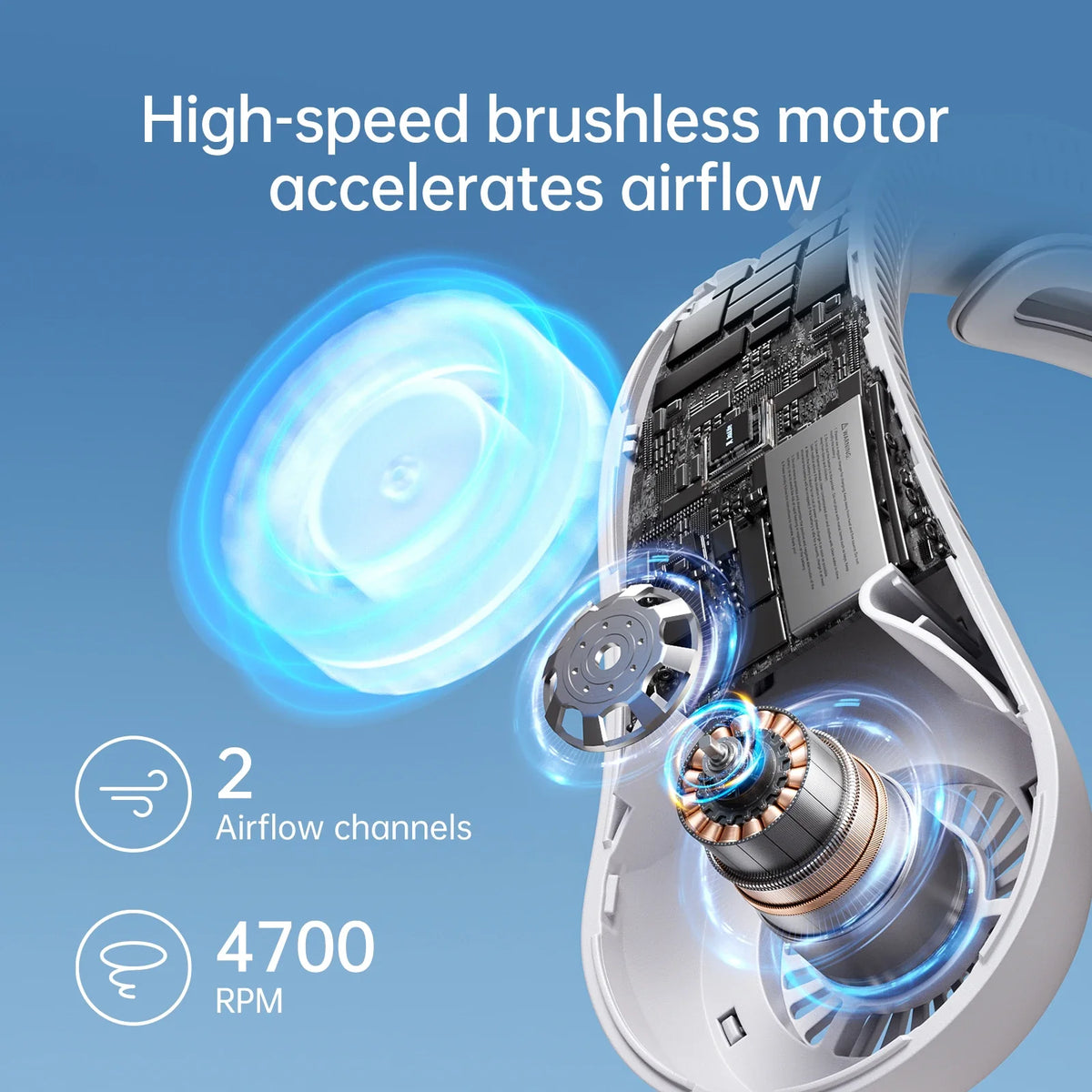 BreezeBuddy Rechargeable Neck Fan | Hands-Free Cooling Solution with 5000mAh Battery and 5 Speed Options