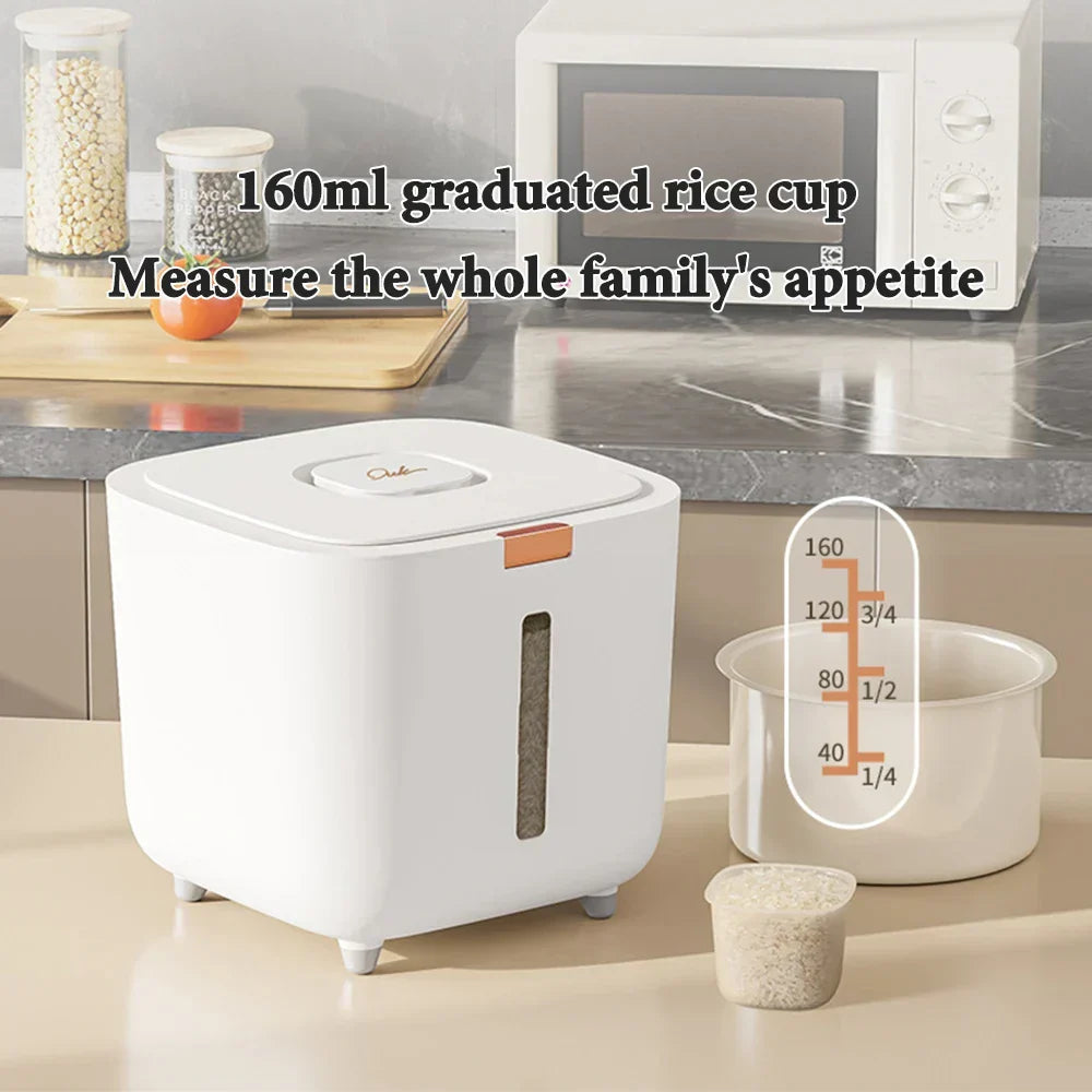 Airtight Rice Storage Container 5–10kg with Measuring Cup – Moisture & Insect Proof