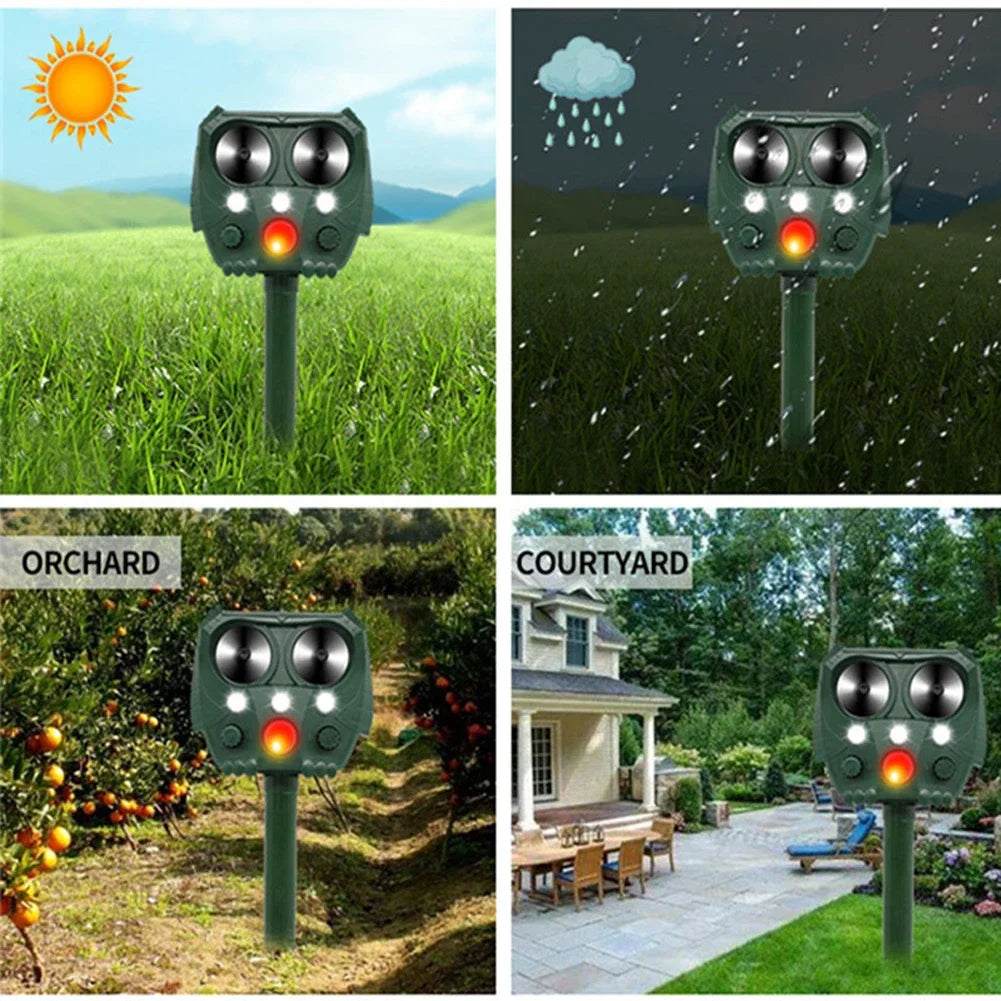 Ultrasonic Animal Deterrent with PIR Sensor and Flashing Light