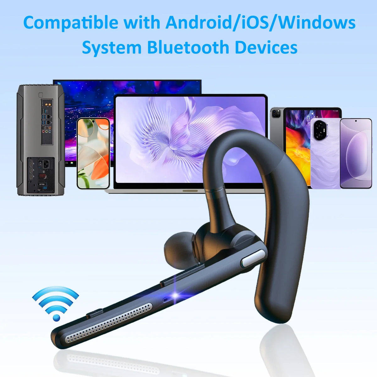 SmartConnect Bluetooth Earpiece with Dual Microphones – Noise Reduction for Effortless Calls