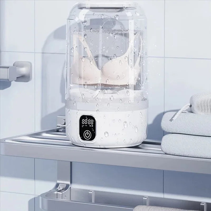 Travel-Friendly Compact Washer with LED Screen for Small Items