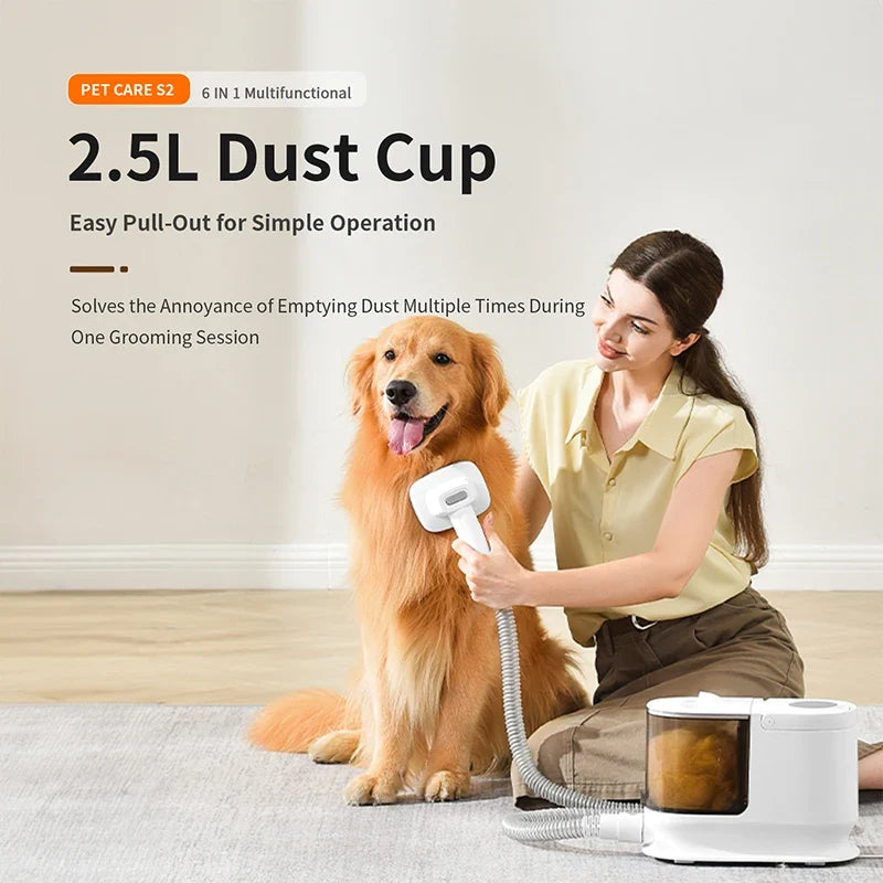 FurEase 6-in-1 Pet Grooming Vacuum System – 12kPa Pet Hair Remover