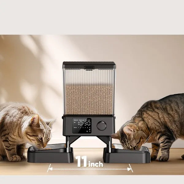 PetEase 5L Automatic Cat Feeder – Battery-Powered Stainless Steel Dispenser for Effortless Daily Meals