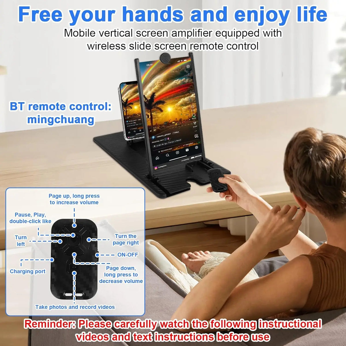 SmartView 3D Mobile Screen Amplifier – 12"/14" Foldable Stand with Bluetooth Control