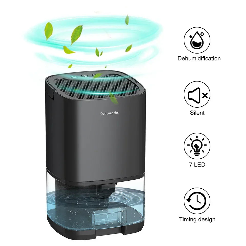 Portable 1000ml 2-in-1 Dehumidifier with Air Filter and Night Light