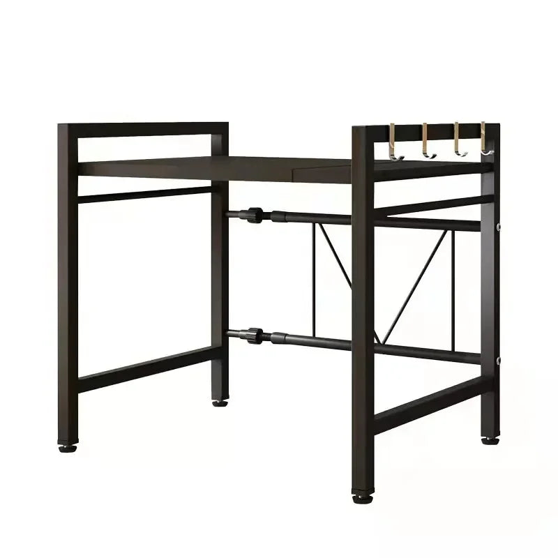 Retractable Double-Layer Kitchen Shelf in Carbon Steel