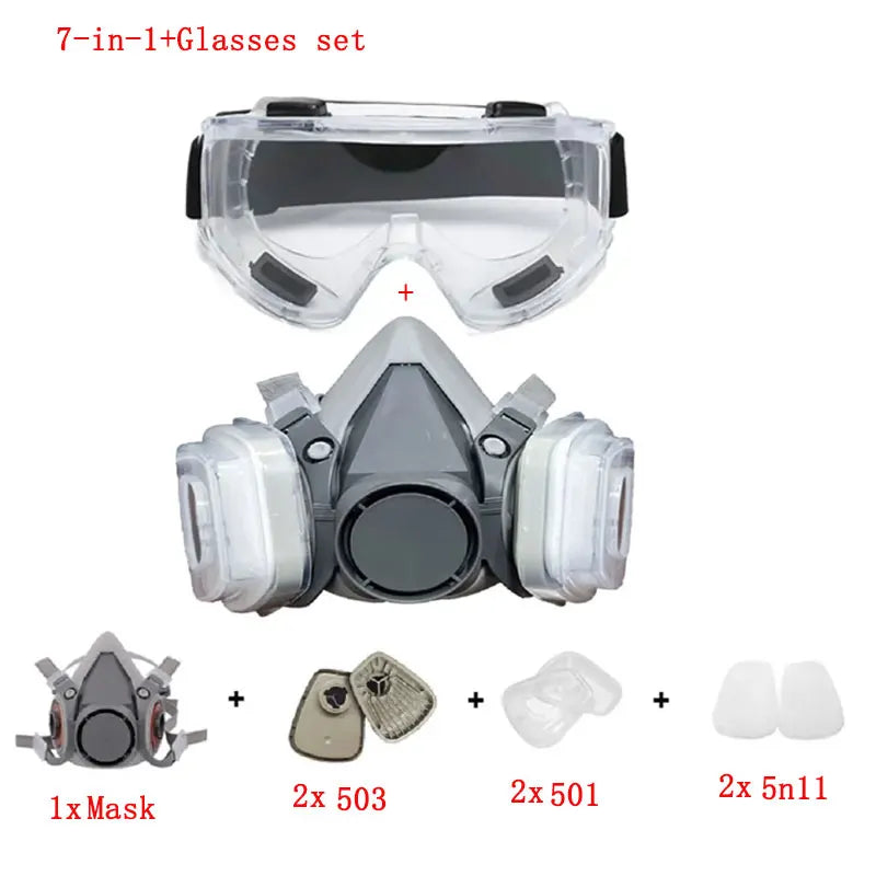 ClearGuard Half-Face Respiratory Mask with Particle Filters & Safety Eyewear