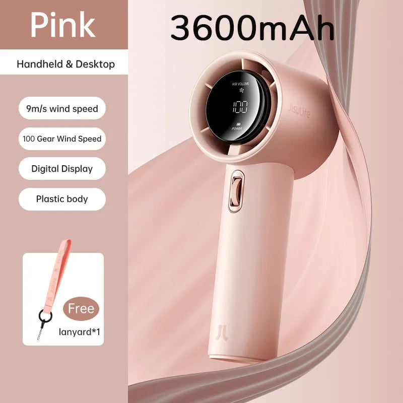 BreezeBuddy Mini Handheld Fan | Rechargeable & Ultra-Portable with 100 Speed Settings