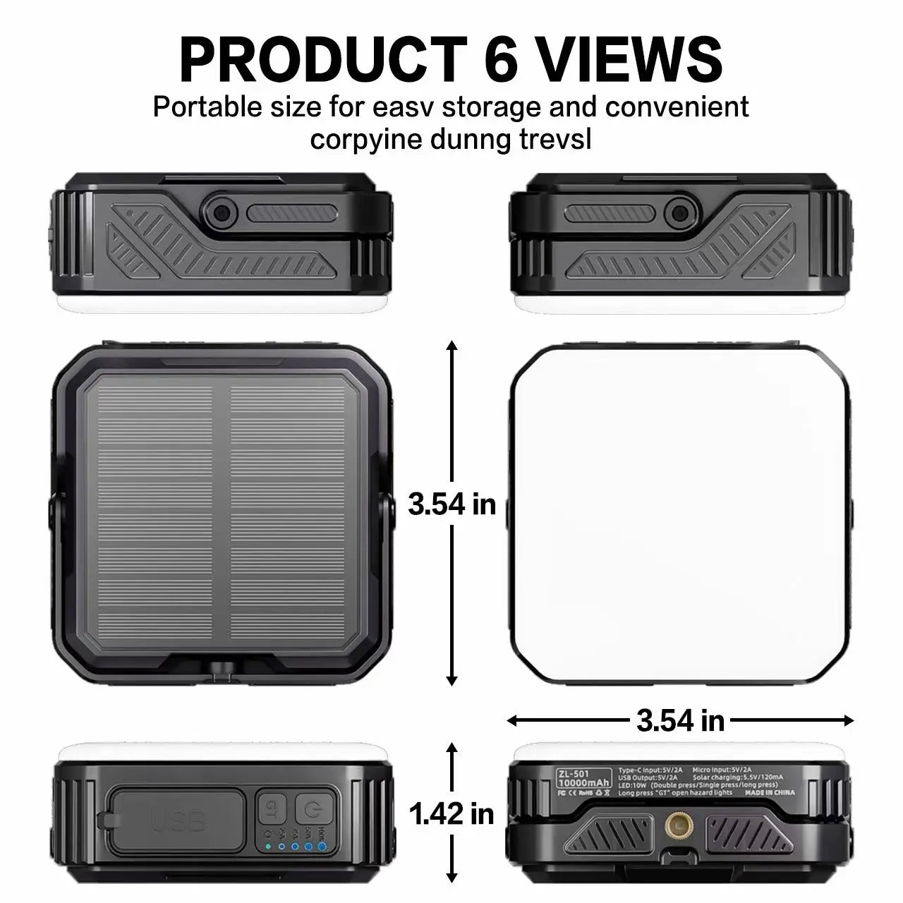 SunCharge Pro 15W Solar Power Bank with Integrated Lighting