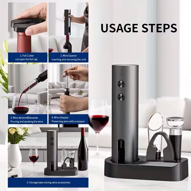 Effortless Wine Opening Set – Rechargeable Electric Corkscrew