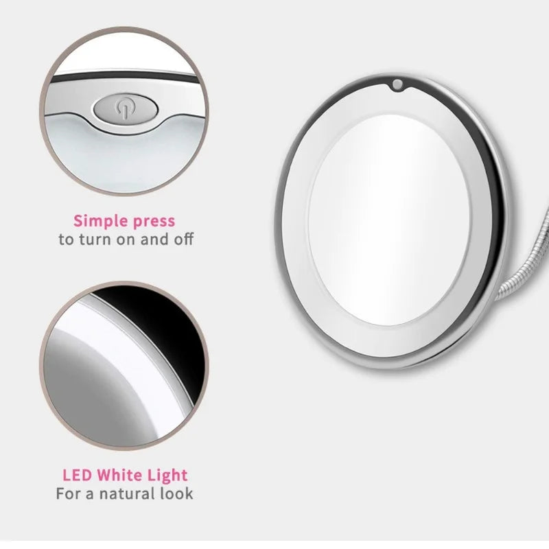 LuxeView 10X Illuminated Makeup Mirror with Adjustable Arm