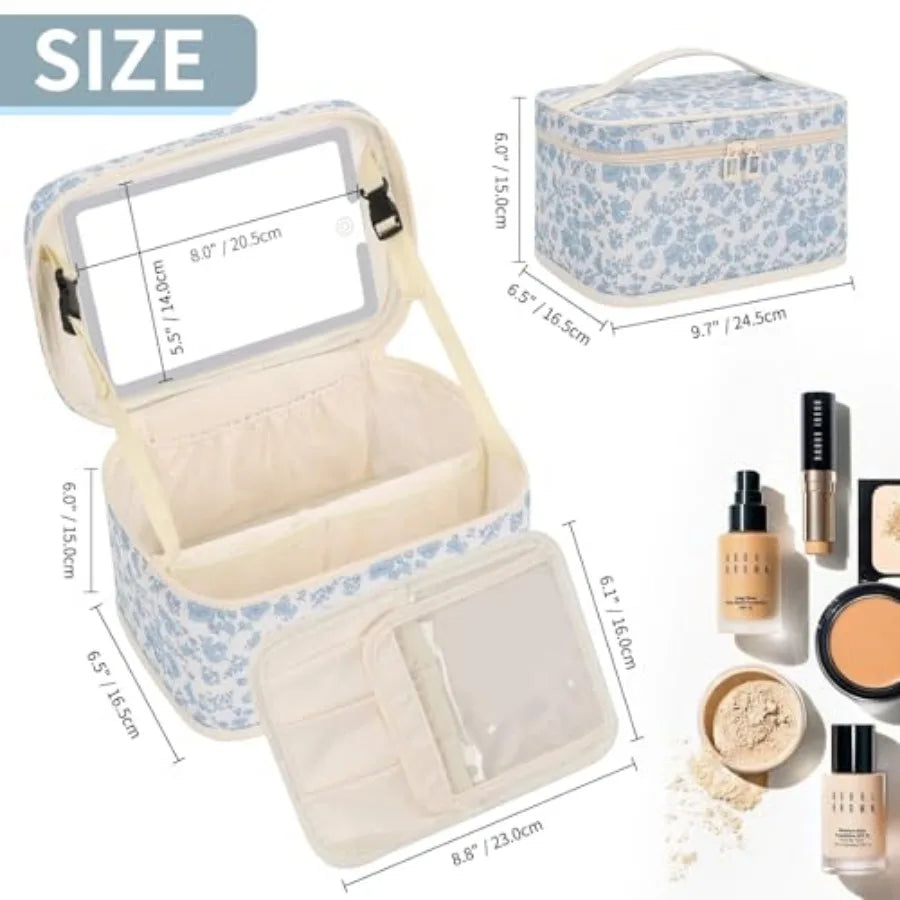 GlamGuide Portable Makeup Organizer with Illuminated Mirror