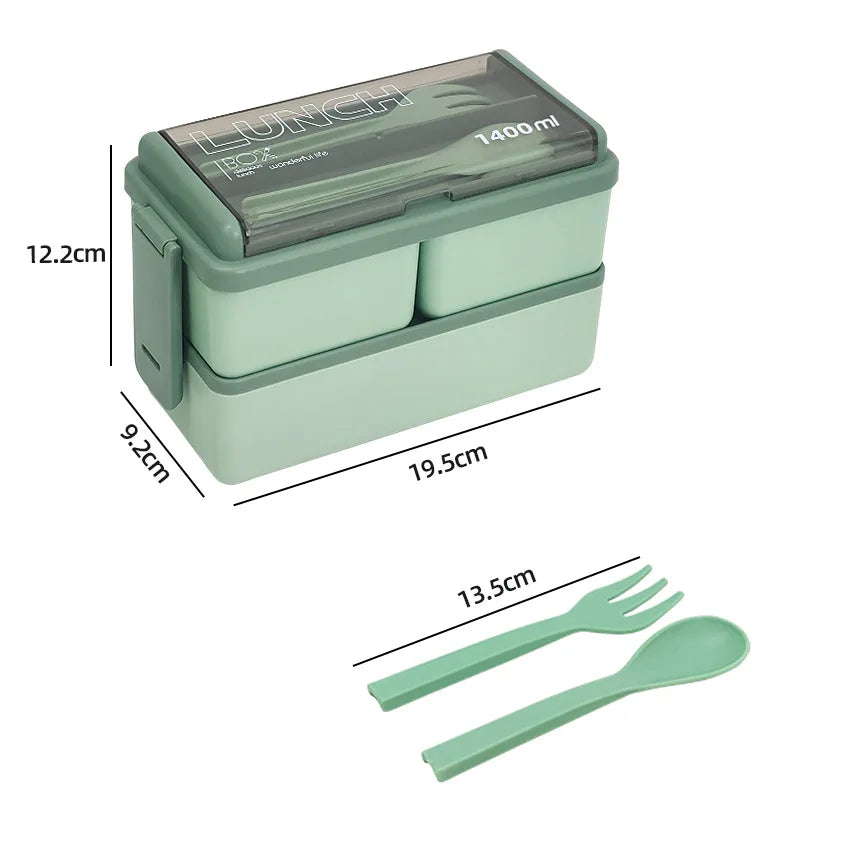 SmartMeal Duo – 1400ml Stackable Lunch Box with Utensils