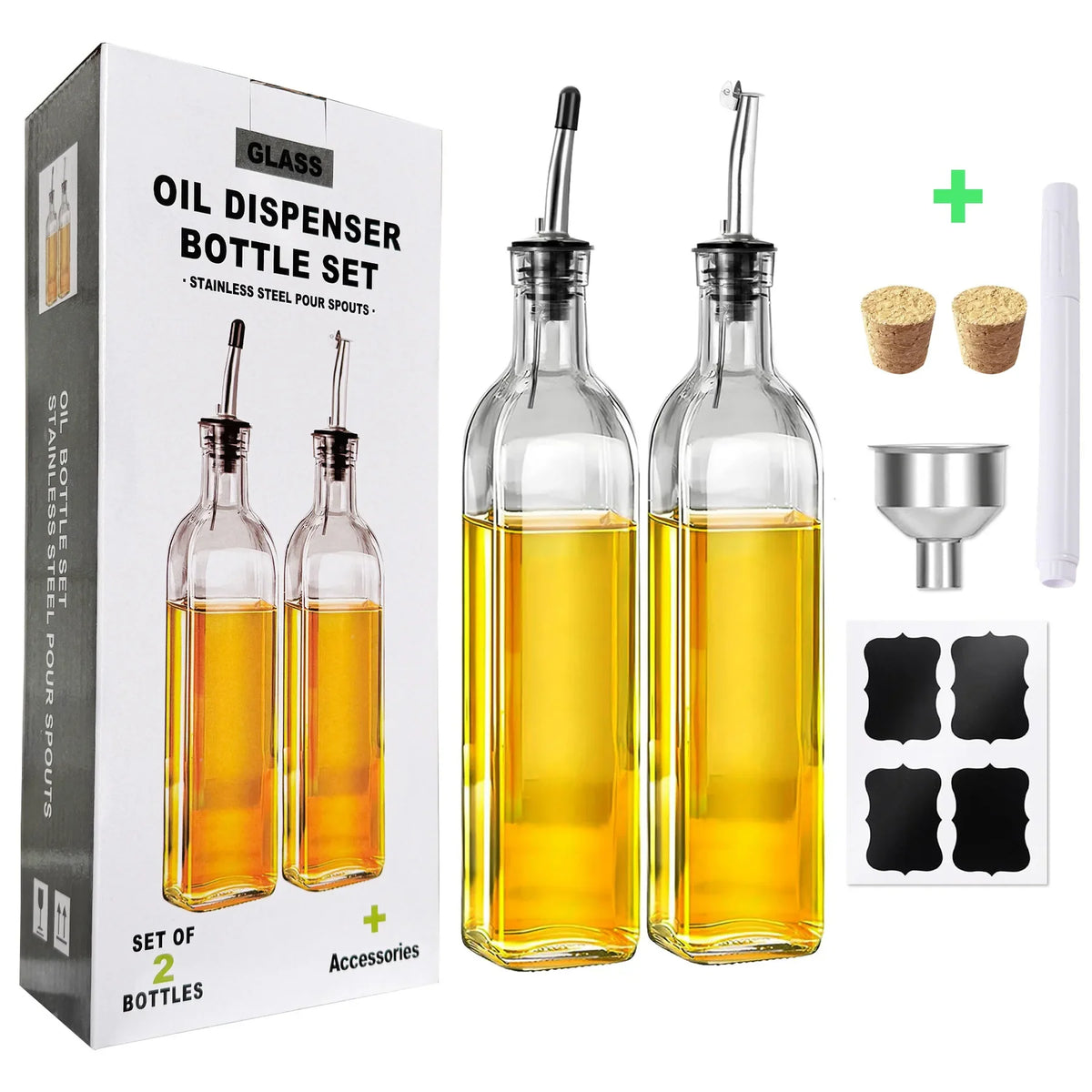 SmartPour 500ml Glass Oil Dispenser with Controlled Spout