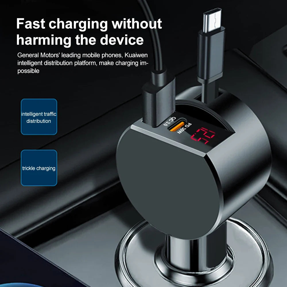VersaCharge 3-in-1 Compact Car Charger with Rapid Charge Technology