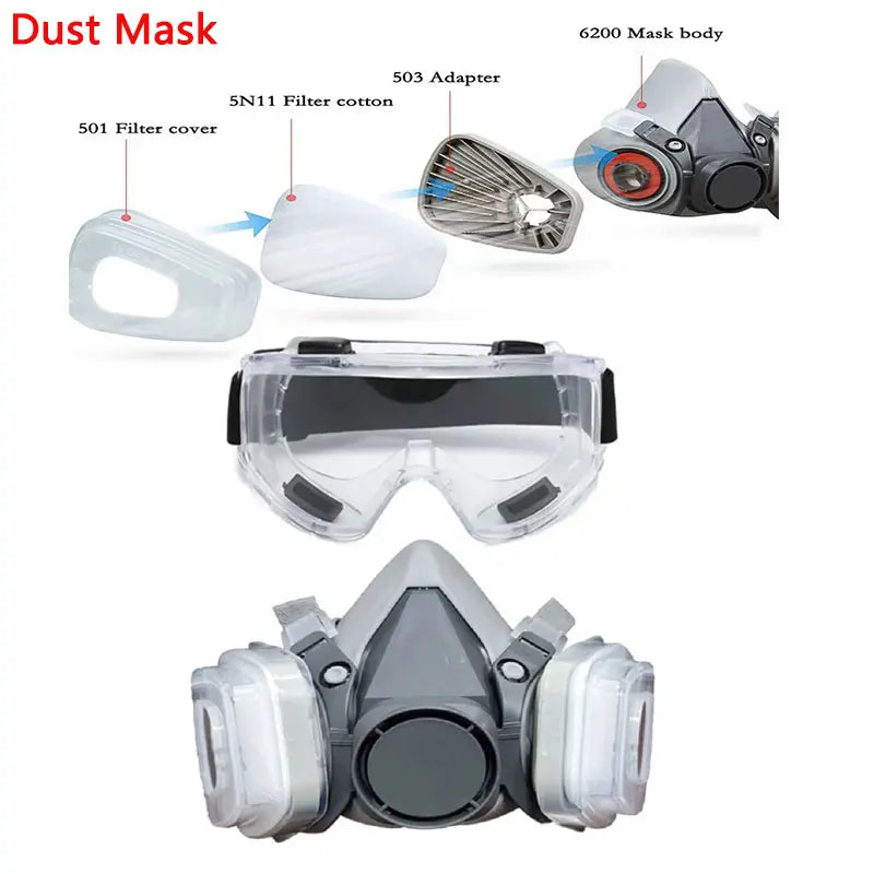 ClearGuard Half-Face Respiratory Mask with Particle Filters & Safety Eyewear