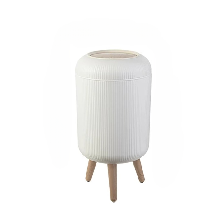 Eco-Friendly Wooden Trash Bin with Press Top Lid