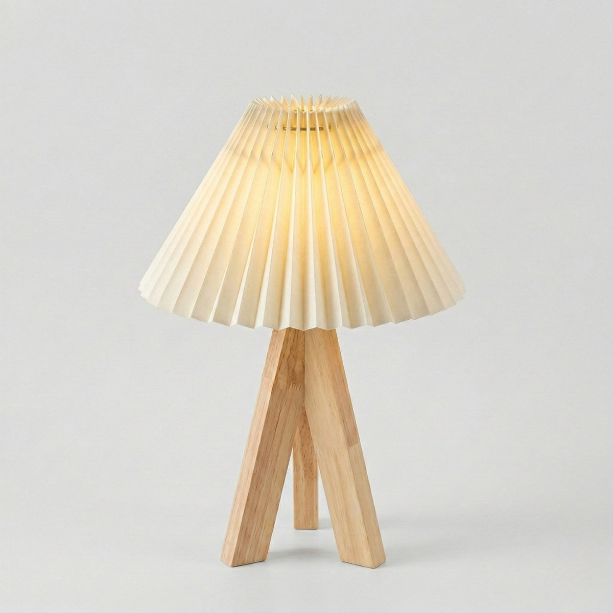 Scandinavian-Inspired Tripod Table Lamp with Wooden Shade
