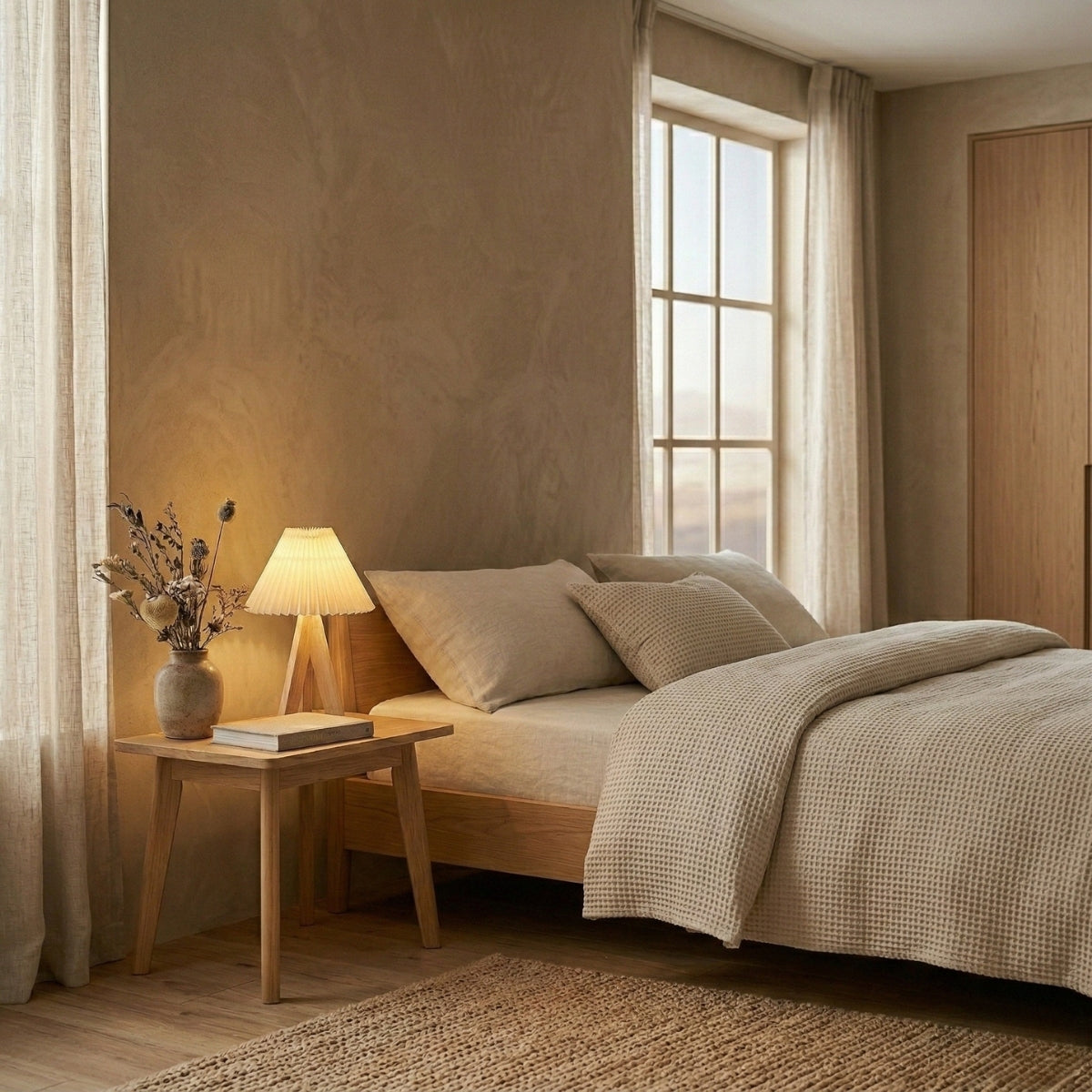 Scandinavian-Inspired Tripod Table Lamp with Wooden Shade