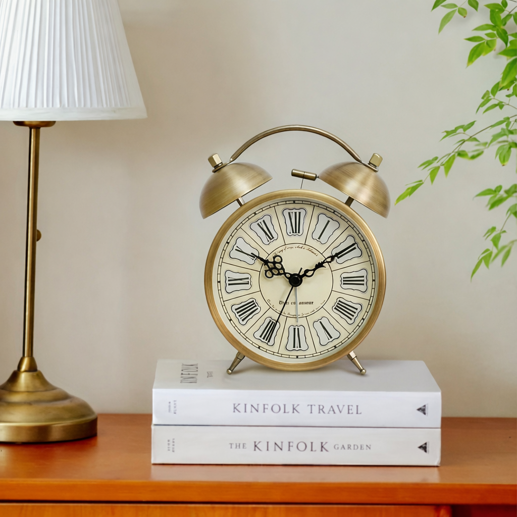 Elegant Twin Bell Alarm Clock with Luminous Hands
