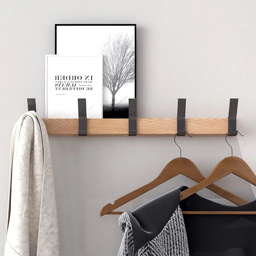 Modern Wall-Mounted Coat Organizer with Adjustable Hooks
