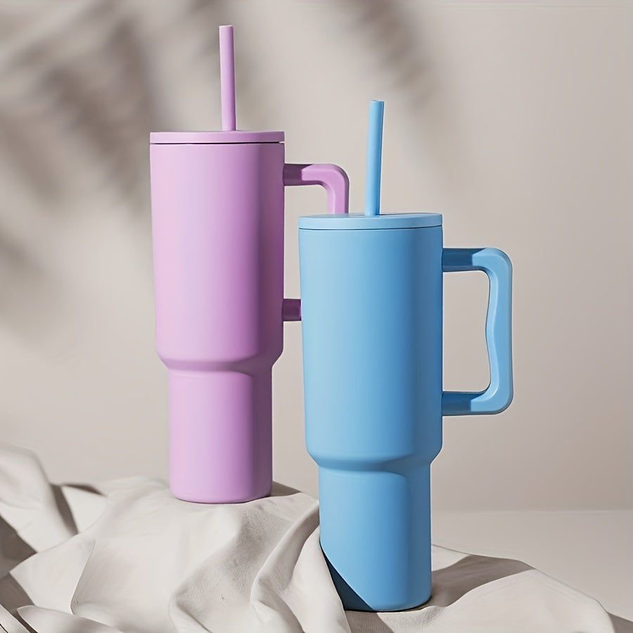 Stylish Insulated Steel Water Bottle with Straw & Grip Handle
