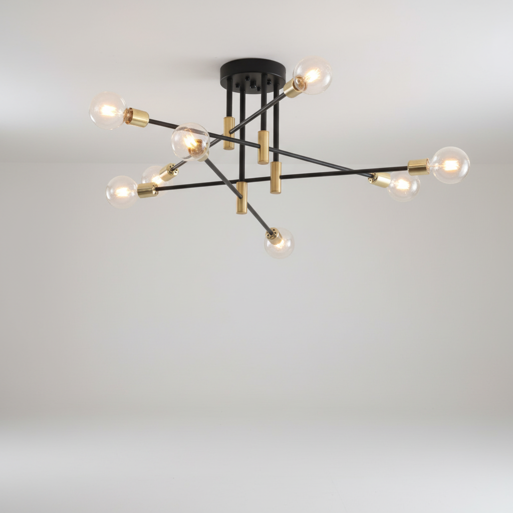 Elegant Black and Gold Chandelier - Luxurious Lighting Fixture