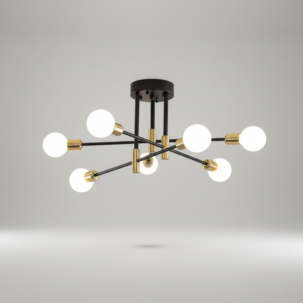 Elegant Black and Gold Chandelier - Luxurious Lighting Fixture