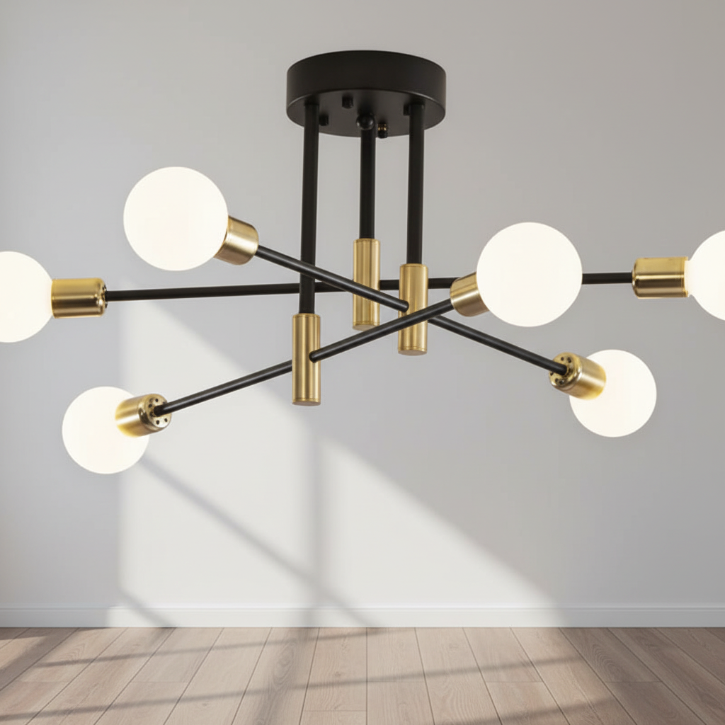 Elegant Black and Gold Chandelier - Luxurious Lighting Fixture