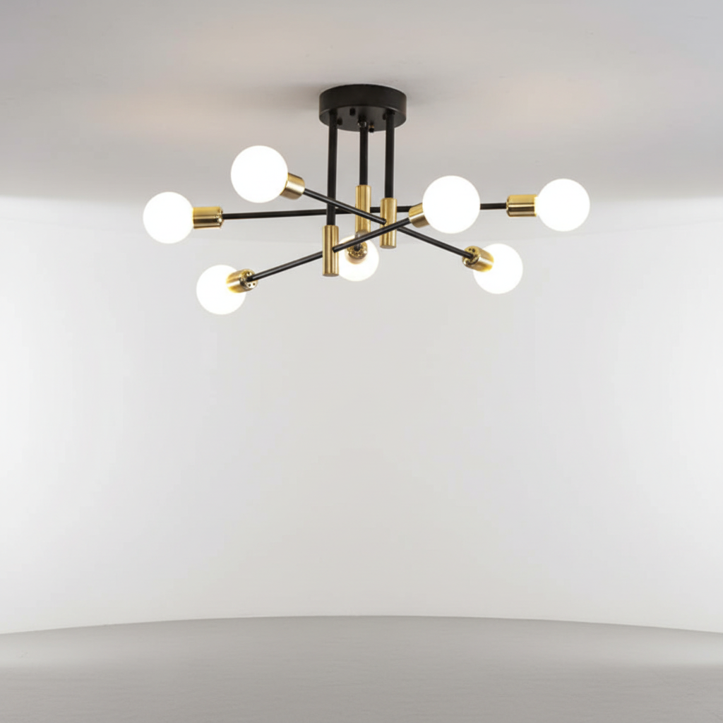 Elegant Black and Gold Chandelier - Luxurious Lighting Fixture