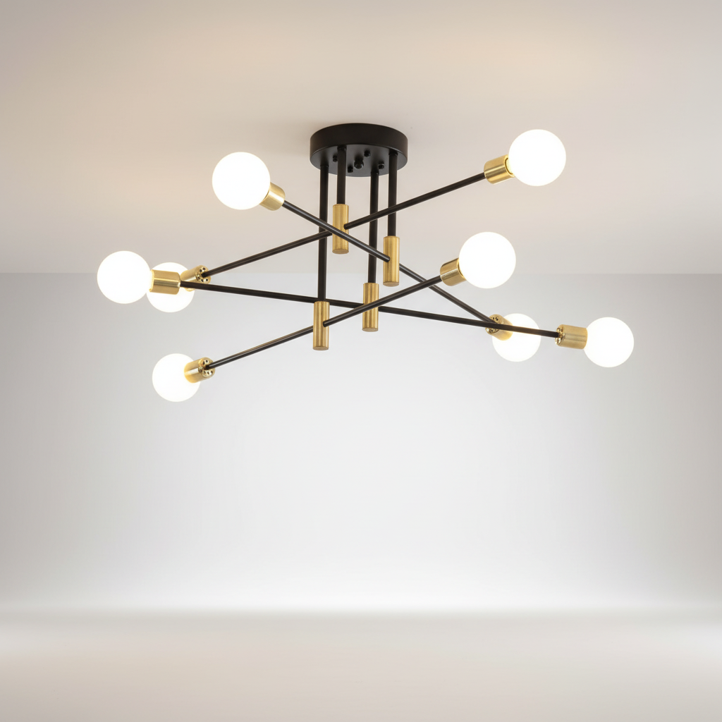 Elegant Black and Gold Chandelier - Luxurious Lighting Fixture