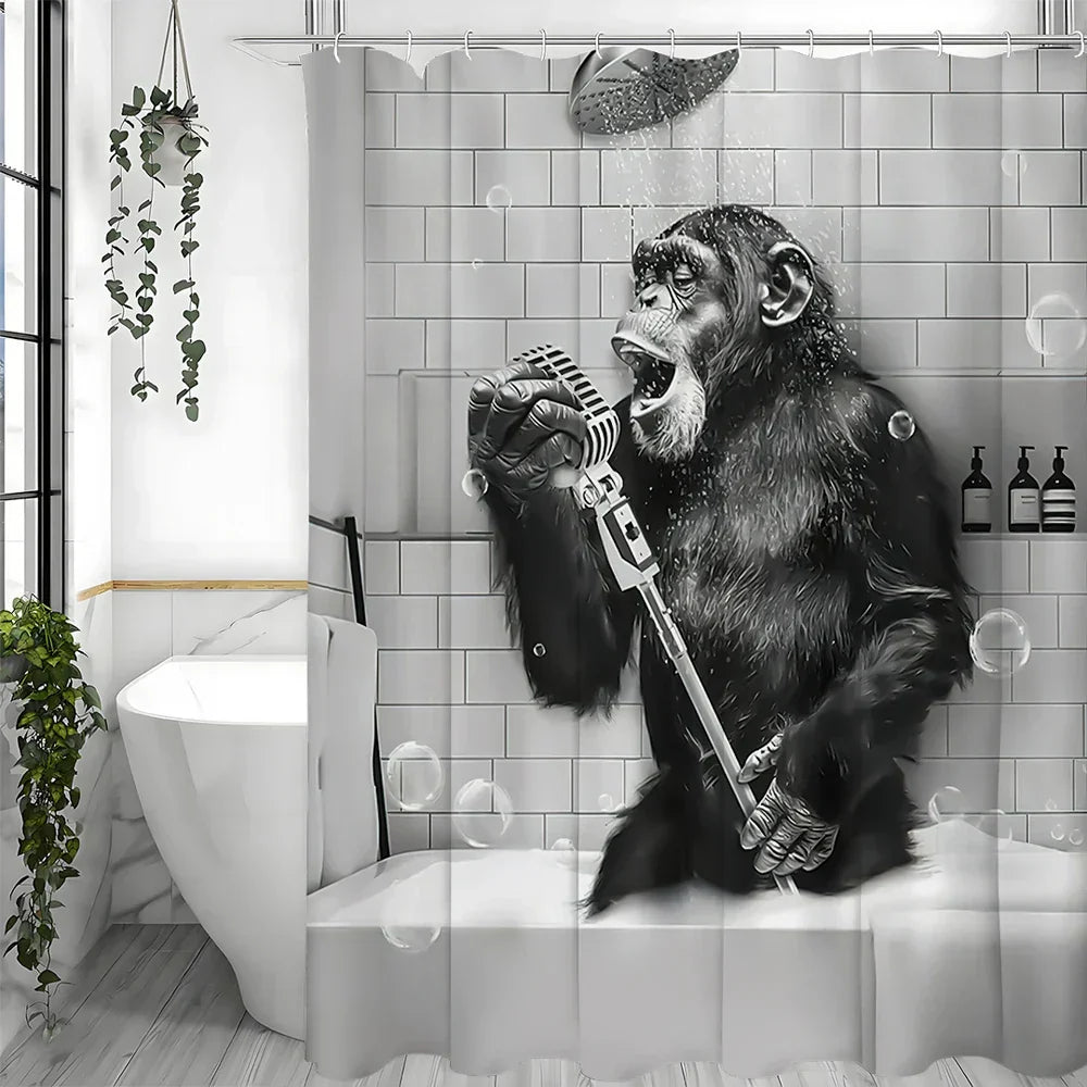 Monochrome Patterned Bath Curtain