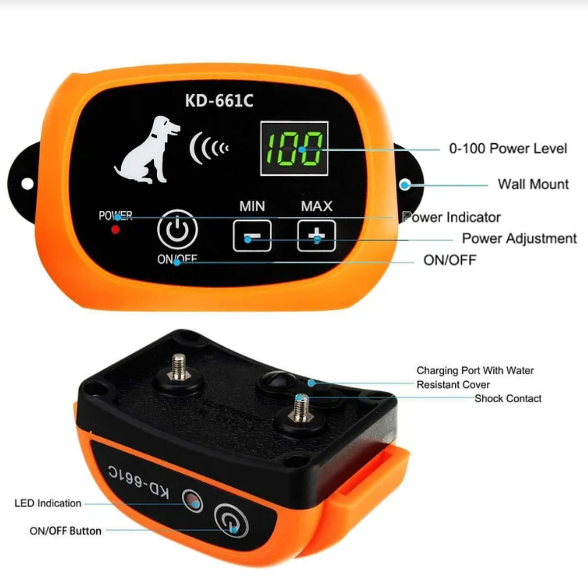 Smart Wireless Pet Containment System with Rechargeable Collar