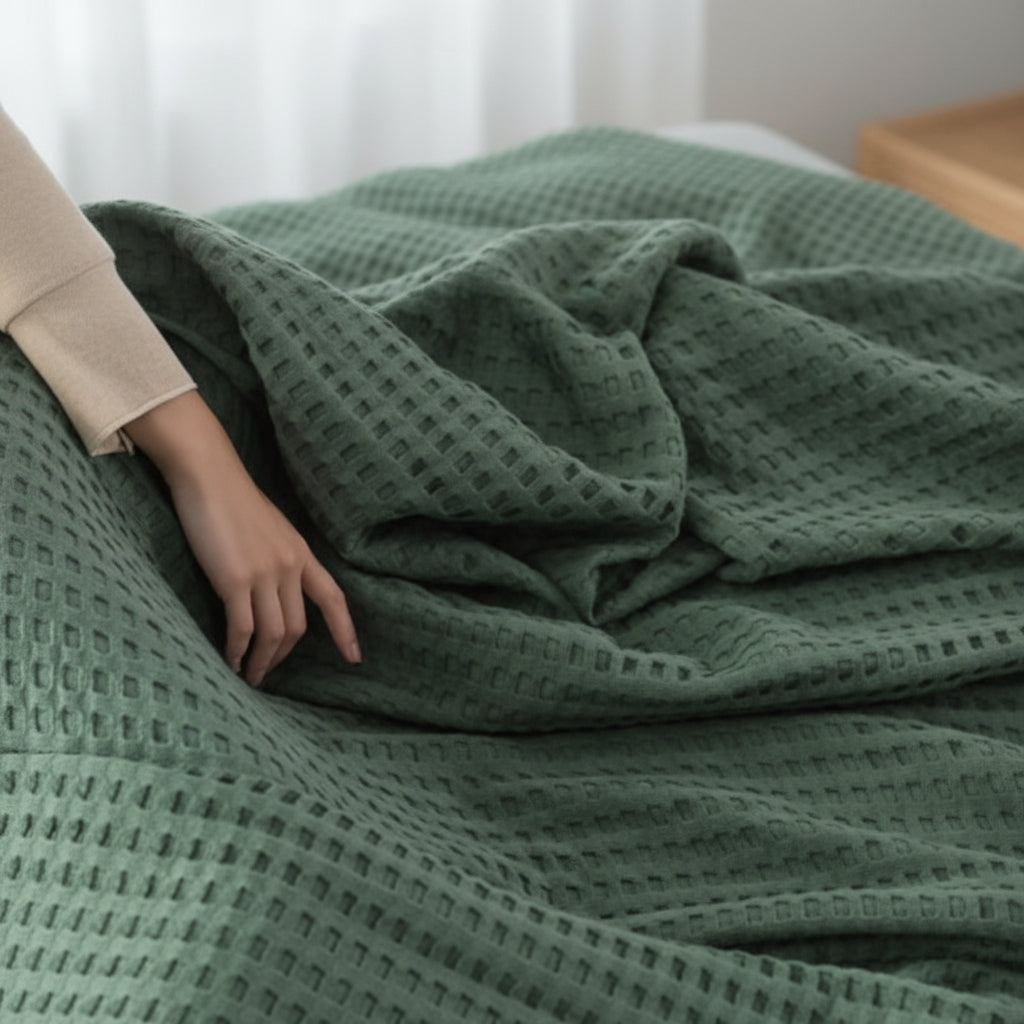 BreezeComfort - Year-Round Waffle Knit Throw Blanket